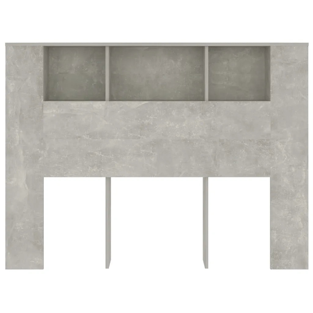 Testiera con Scomparti-Testata con Ripiani Grigio Cemento 140x18,5x104,5 cm