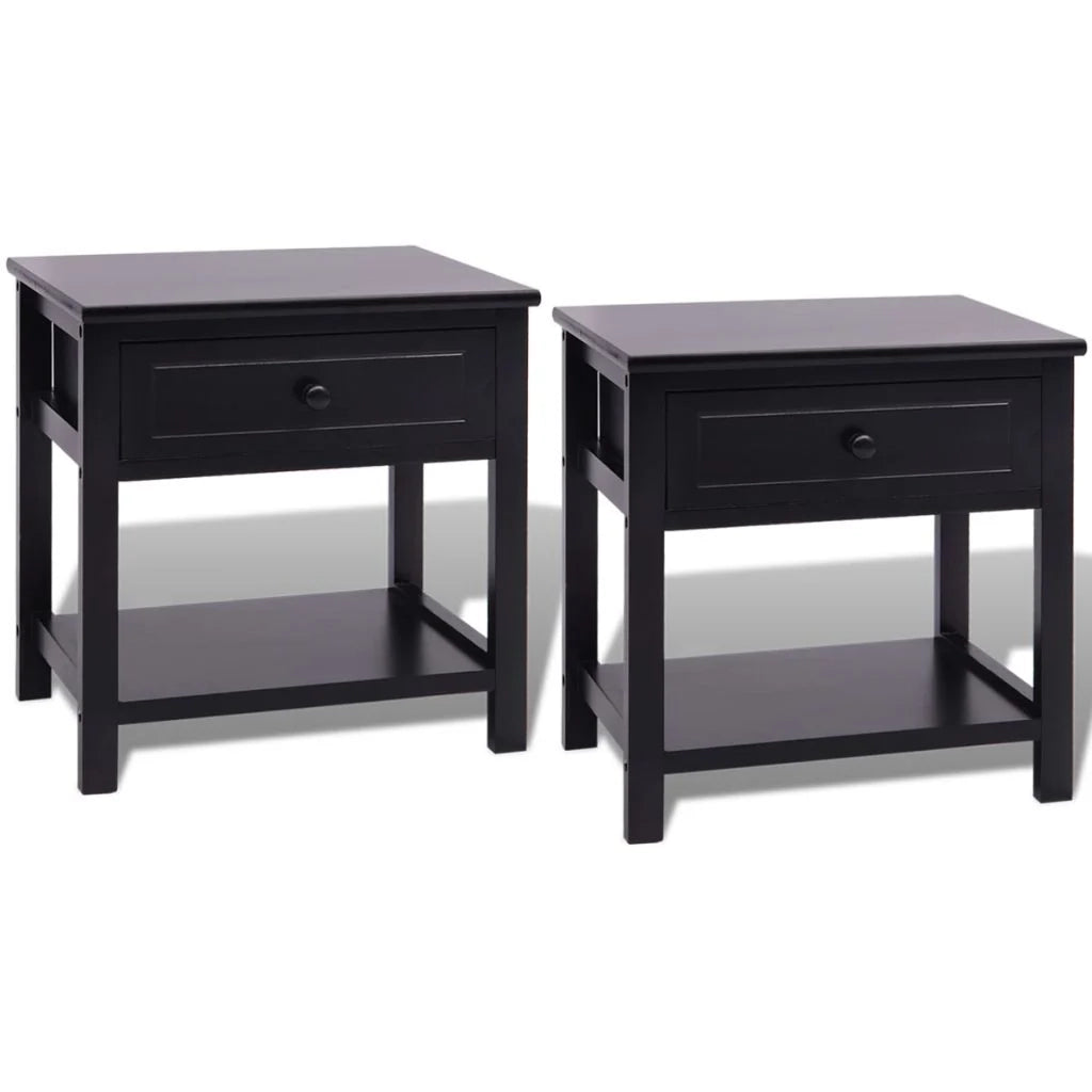 Set di 2 comodini comodini cassettiera armadio mobili per camera da letto MDF nero 1402045
