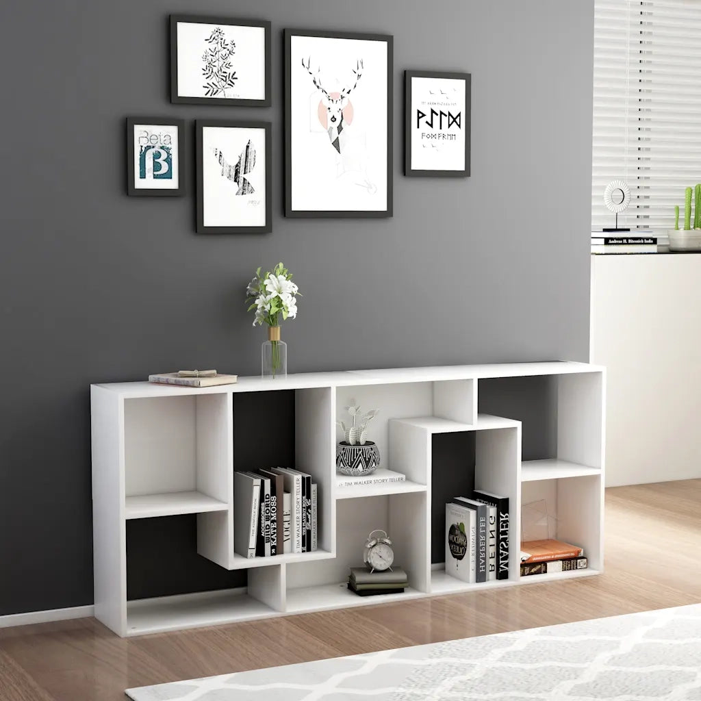 Libreria-Scaffale per Libri-Mobile di Stoccaggio Bianca 67x24x161 cm in Legno Multistrato