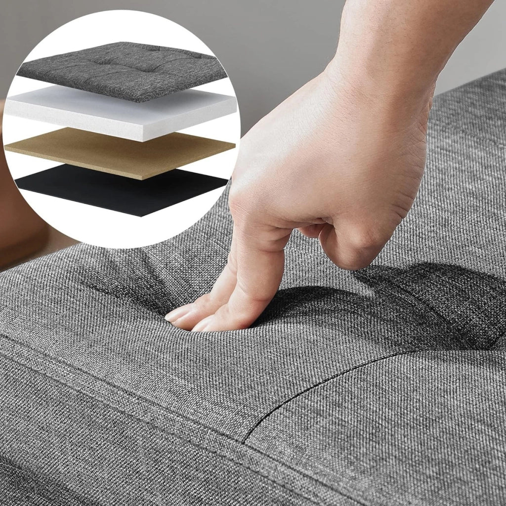 Panca contenitore pieghevole in tessuto grigio scuro