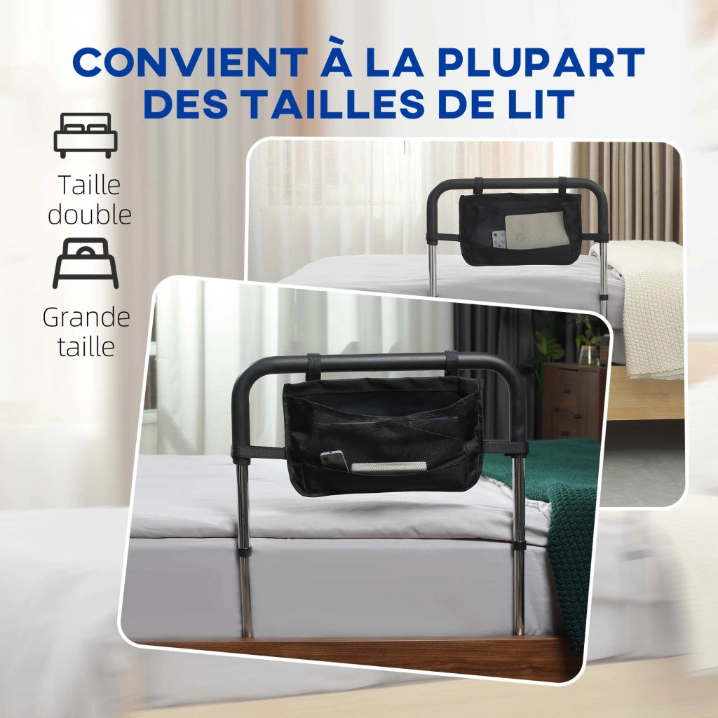Letto con Barriera di Sicurezza ¨C zephmum ¨C Grigio 87x51.5x45-55 cm