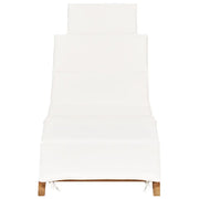 idaXL Lettino Prendisole Pieghevole con Cuscino Bianco Crema in Teak 310667