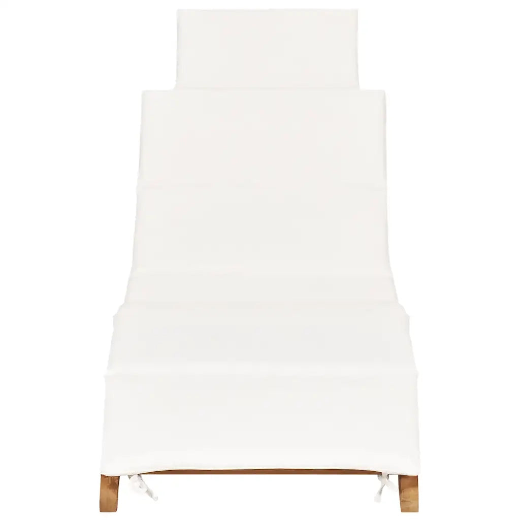 idaXL Lettino Prendisole Pieghevole con Cuscino Bianco Crema in Teak 310667