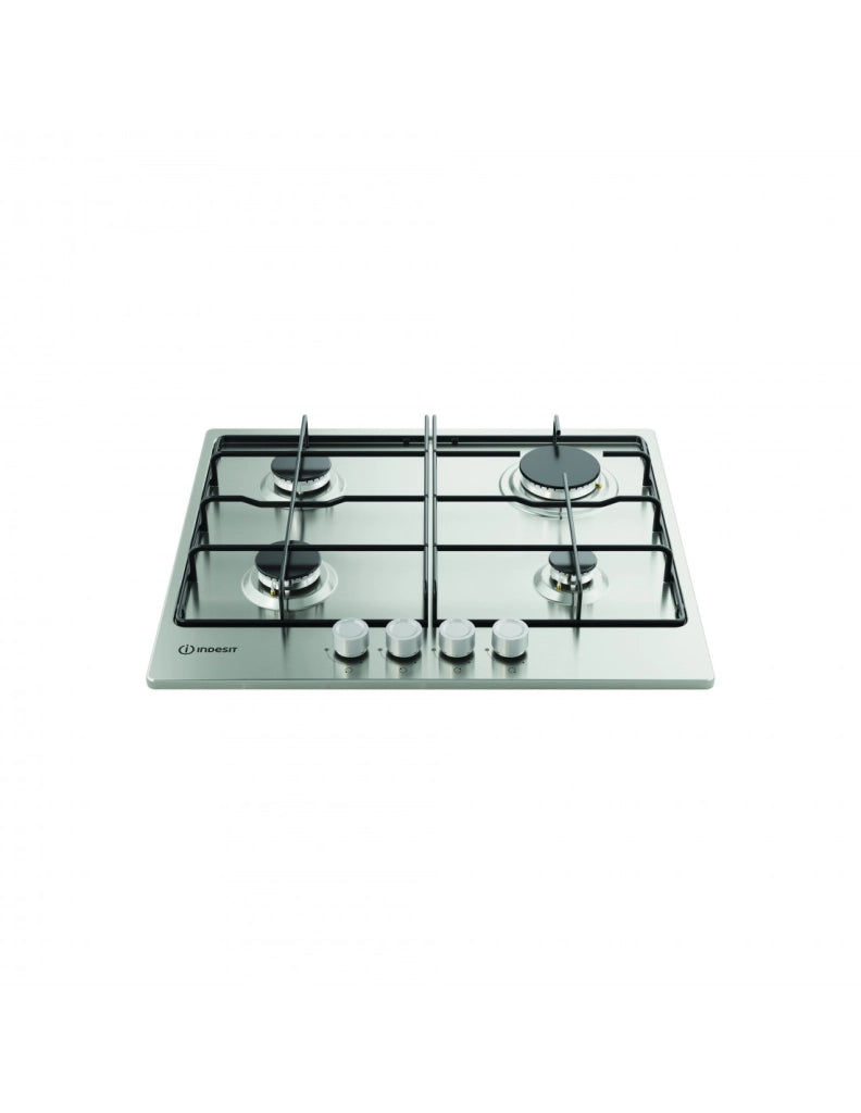 Indesit thp 642 ix piano cottura a gas, inox, 4 fuochi, comandi frontali