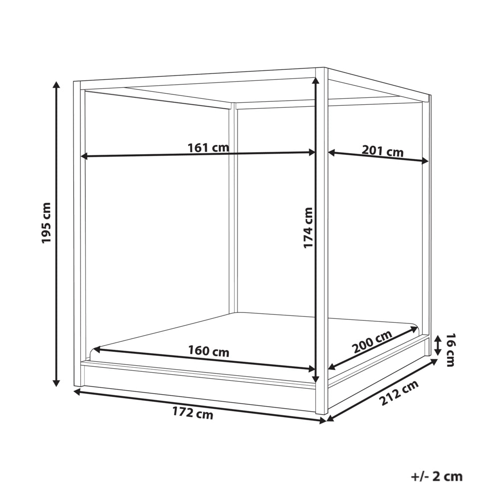 Letto in legno marrone chiaro 160 x 200 cm con baldacchino dal design minimalista