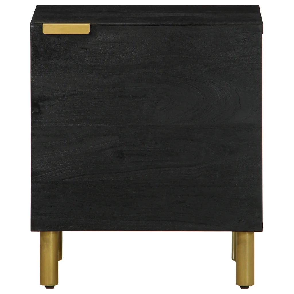 Comodino-Tavolino da notte Nero 40x33x46 cm in Legno Massello di Mango 326924