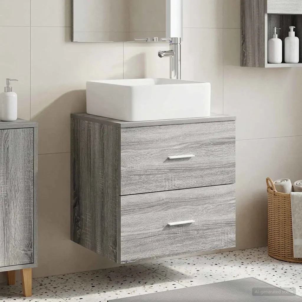 Mobile Lavabo da Parete Sonoma grigio 53 x 34,5 x 63 cm 890291