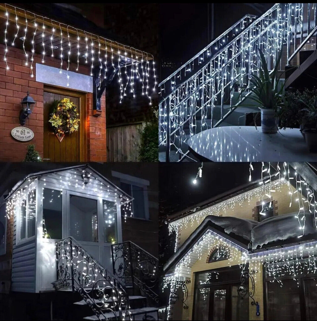 Tenda luminosa con 256 LED a luce bianca fredda e flash intermittenti da Esterno 6 mt prolungabili