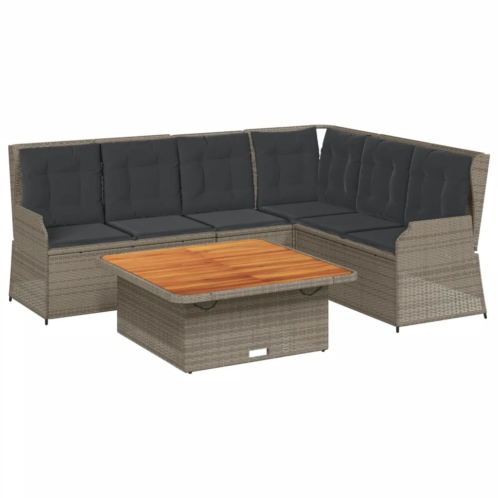 Set Divani da Giardino 5 pz con Cuscini in Polyrattan Grigio