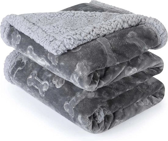 Piumino Sherpa acqua resistente 127 x 100 cm, morbido, lavabile, a doppia faccia, grigio, per divano, per animali domestici.