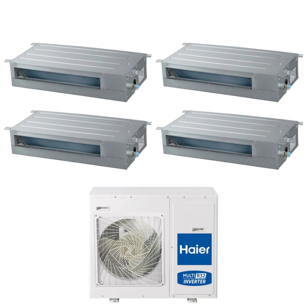 Climatizzatore Condizionatore Canalizzato Slim Haier Quadri Split Inverter Bassa Prevalenza 9+9+9+9 con 4U75S2SR5FA R-32 Wi-Fi Integrato 9000+9000+9000+9000