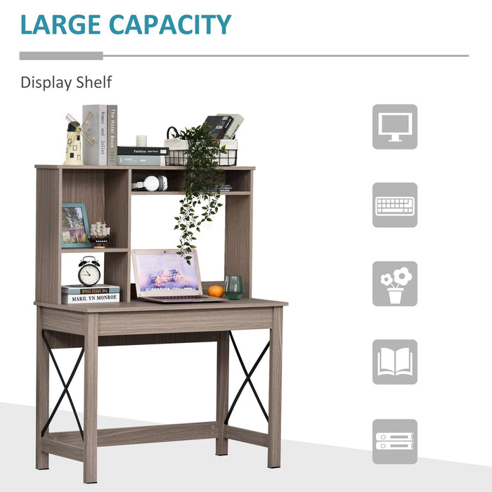 Scrivania da Ufficio Porta PC 105x50x137,5 cm con Libreria in Legno Truciolare Marrone