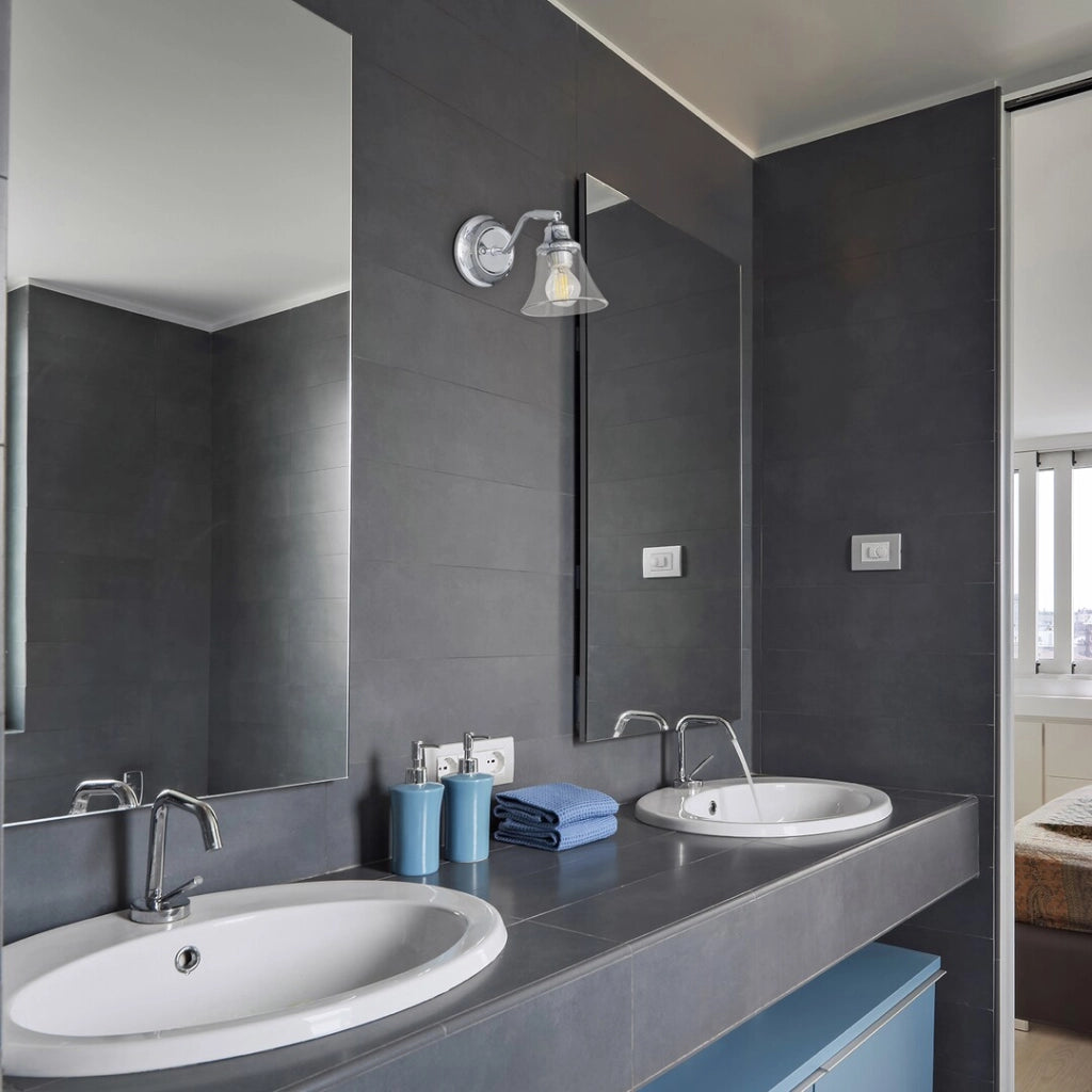Applique bagno orientabile vetro E14 cromo Antoine Rabalux
