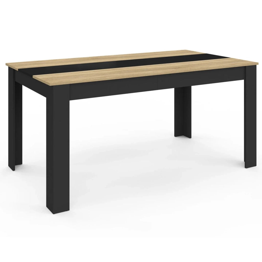 IDMarket - Tavolo da pranzo rettangolare GEORGIA per 8 persone in simil-faggio e nero 160 x 90 cm