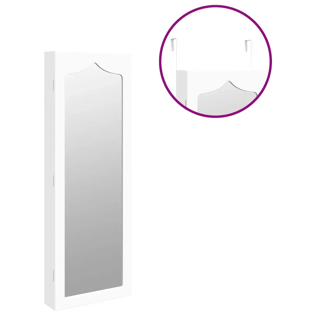 Armadio Portagioie con Specchio a Muro-Specchiera Portagioie Bianco 37,5x10x106 cm 514223