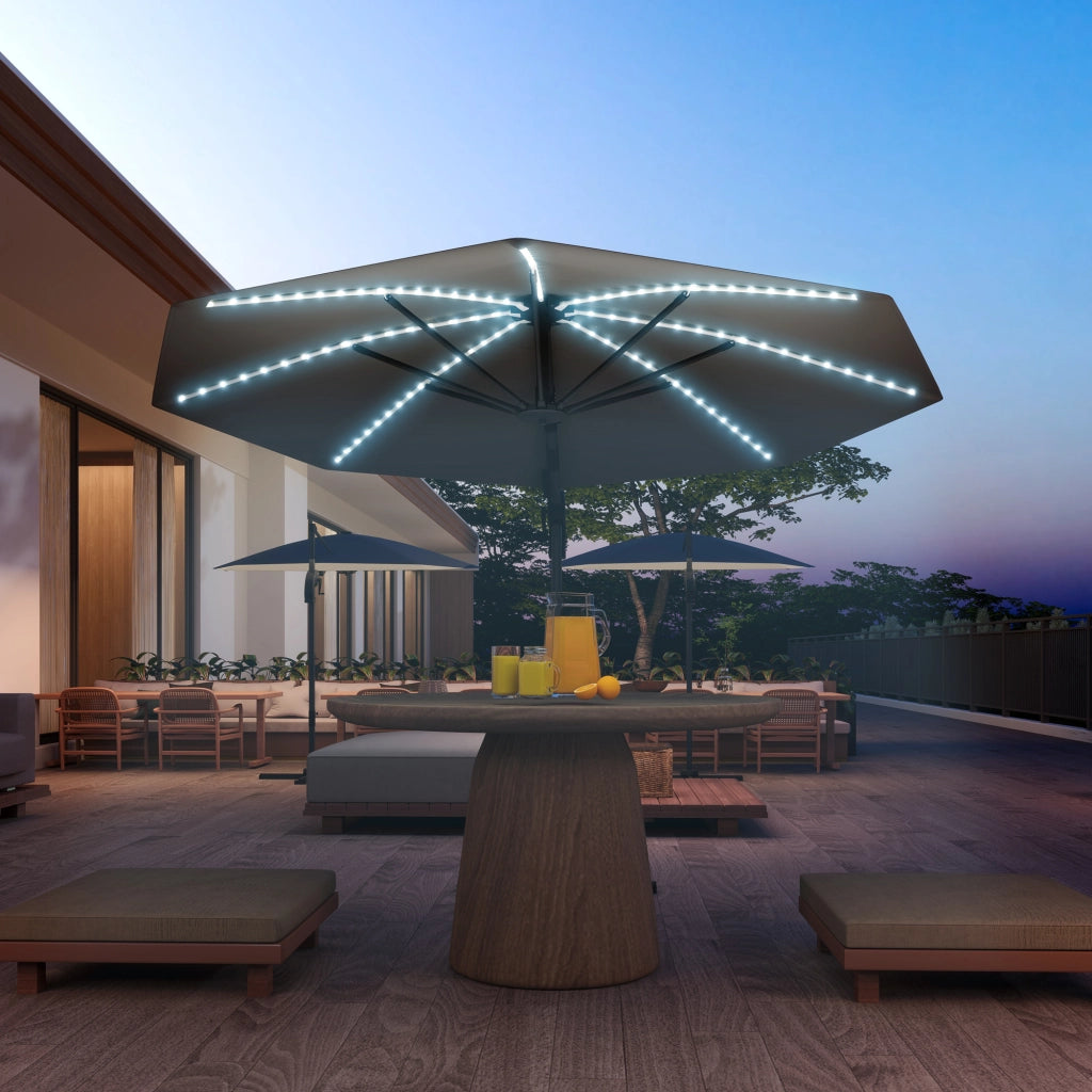 Ombrellone da giardino LED solare ¨C zephmum ¨C 300 cm regolabile in altezza grigio antracite
