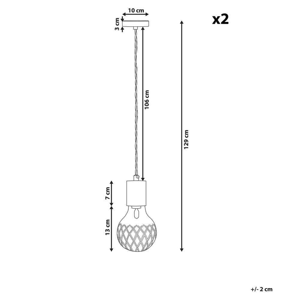 Set di 2 lampade a sospensione Lampadina industriale minimalista in vetro dorato