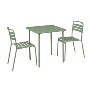 Set tavolo da giardino in acciaio con 2 sedie, 70cm, verde