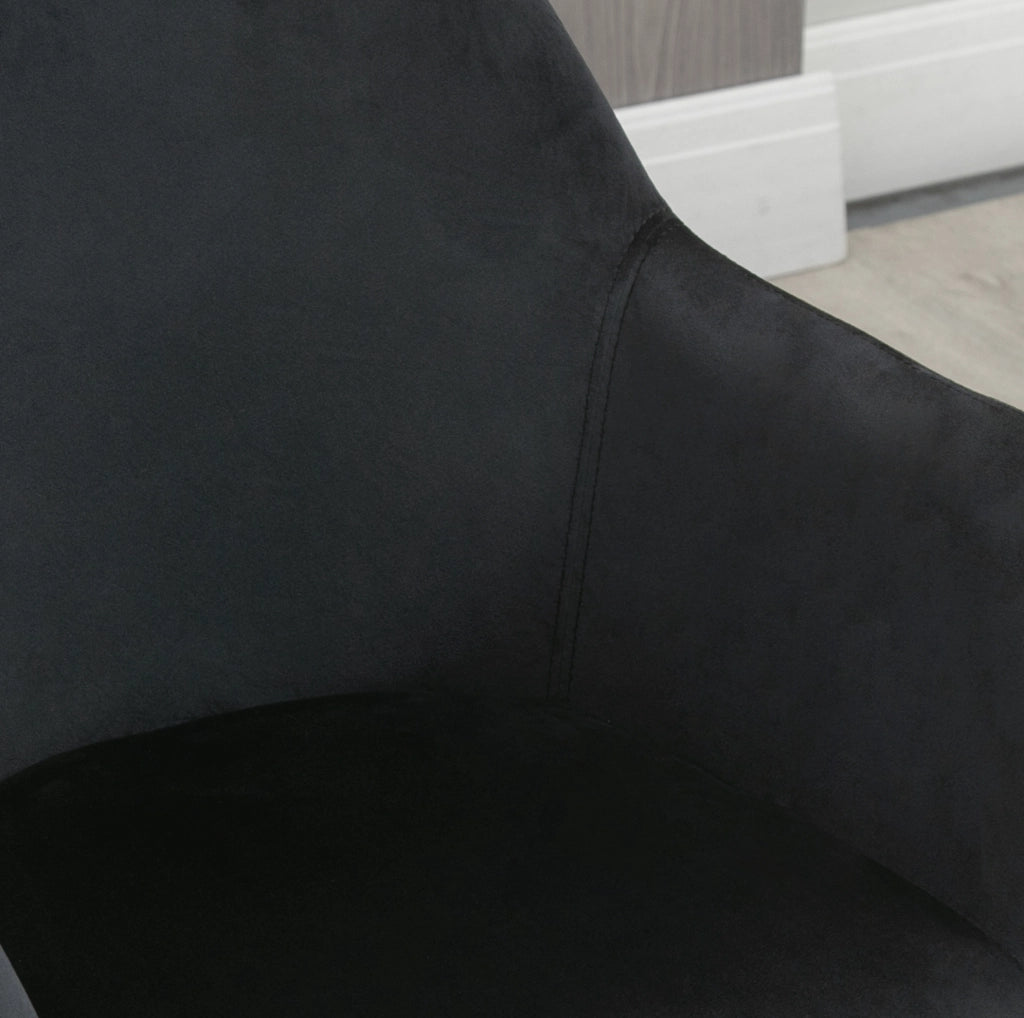 Set di 2 sedie da pranzo 54x57x80 cm con schienale ergonomico e braccioli in poliestere nero