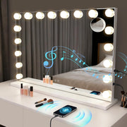 ZMH Specchio per il trucco illuminato 60x80 cm con 3 modalità di luce musica e intensità regolabile 18 LED