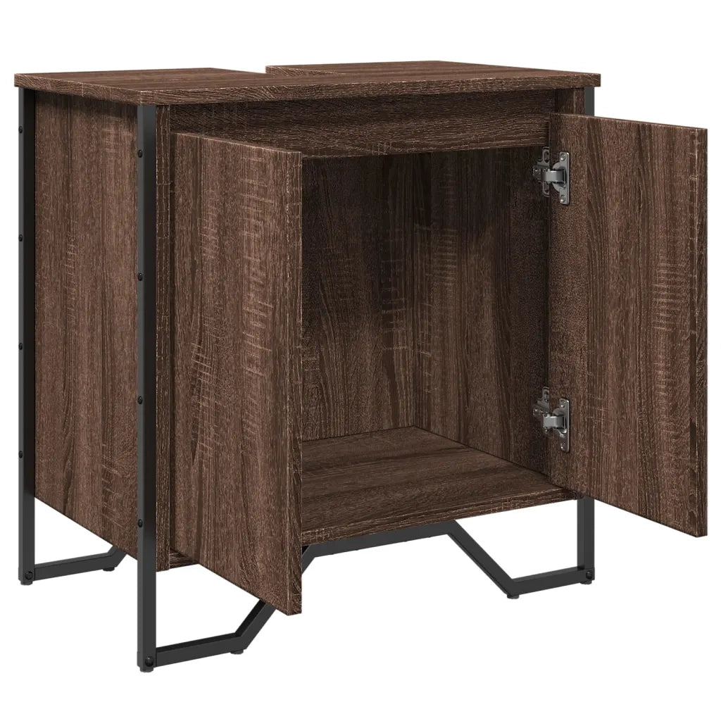 Mobile Lavabo Bagno Rovere Marrone 60x35x60cm in Truciolato 848658