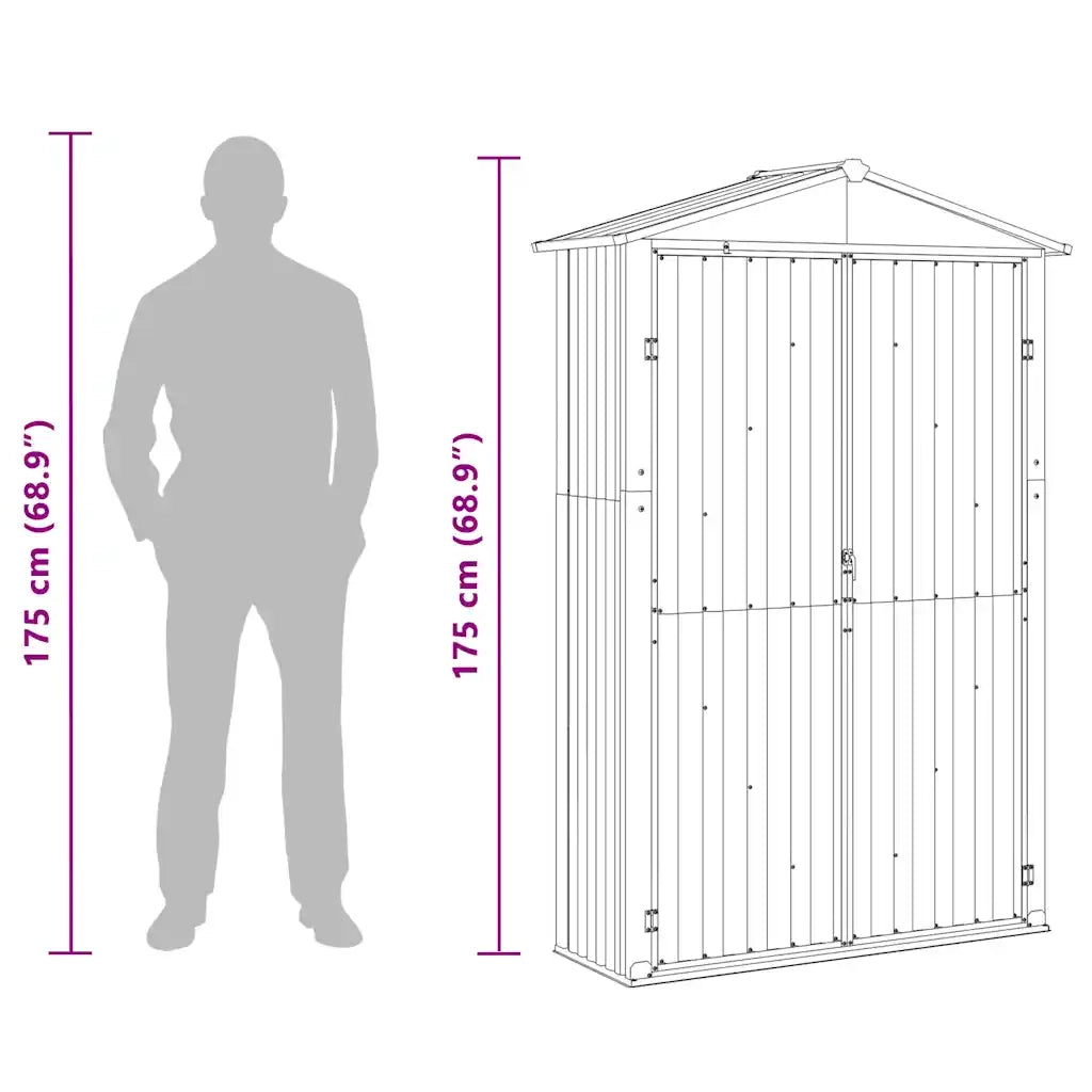 Capanno da Giardino Marrone 116x45x175 cm in Acciaio Zincato 46304