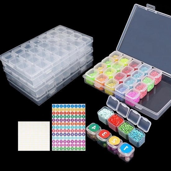 Accessori da 12 per Pasticceria con Diamond Painting - 4 x 28 Scatole di Rifornimento con Etichette
