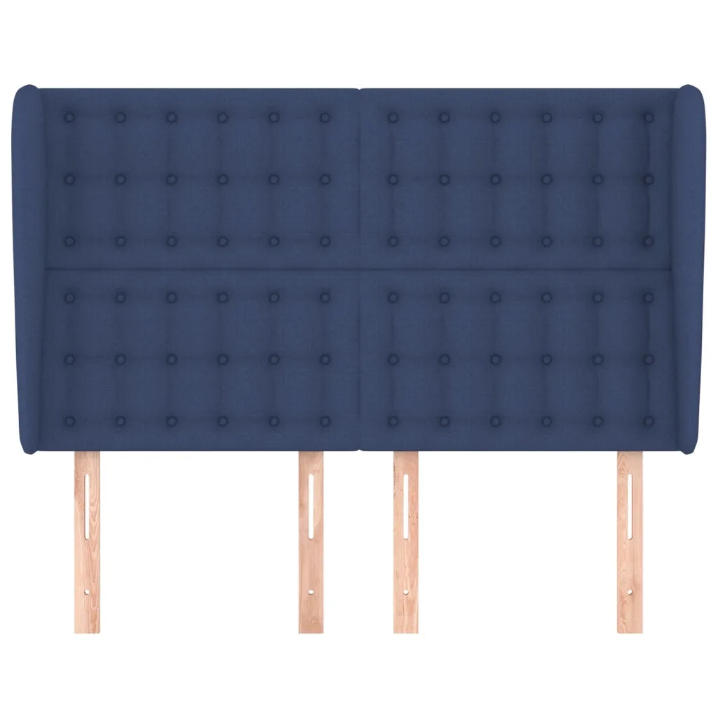 Testiera | Testata ad Orecchio Blu 147 x 23 x 118/128 cm in Tessuto