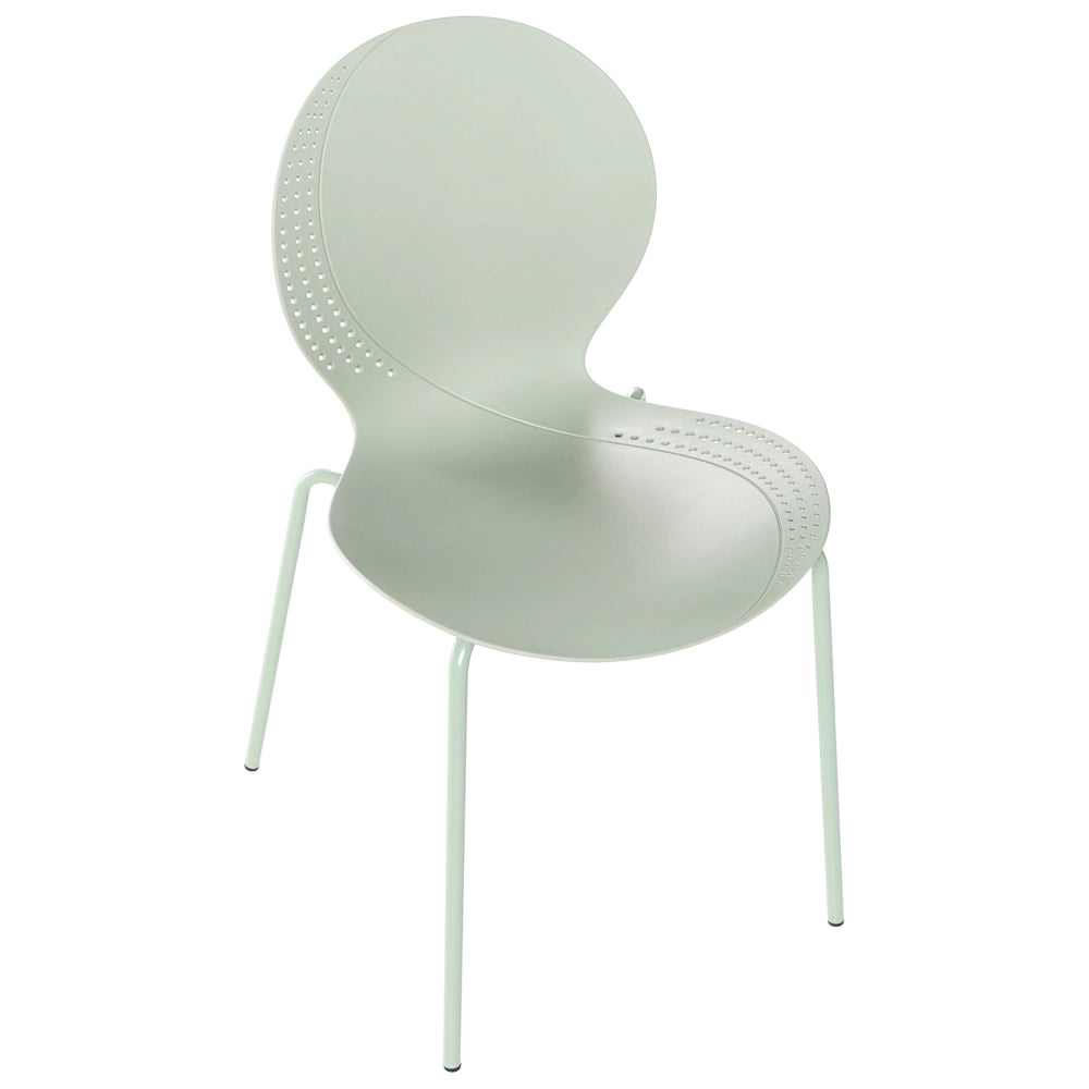 Set di 4 sedie da giardino verde chiaro in materiale sintetico plastico per interni ed esterni, sala da pranzo in stile moderno