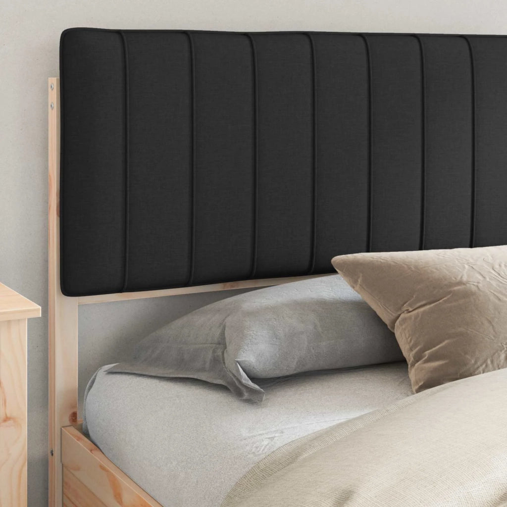 Letto con Testiera Rivestita Nero 200 x 200 cm Pino massello