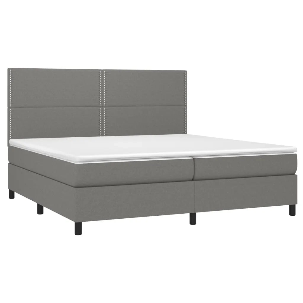 Letto a Molle Materasso e LED Grigio Scuro 200x200cm in Tessuto 3134822