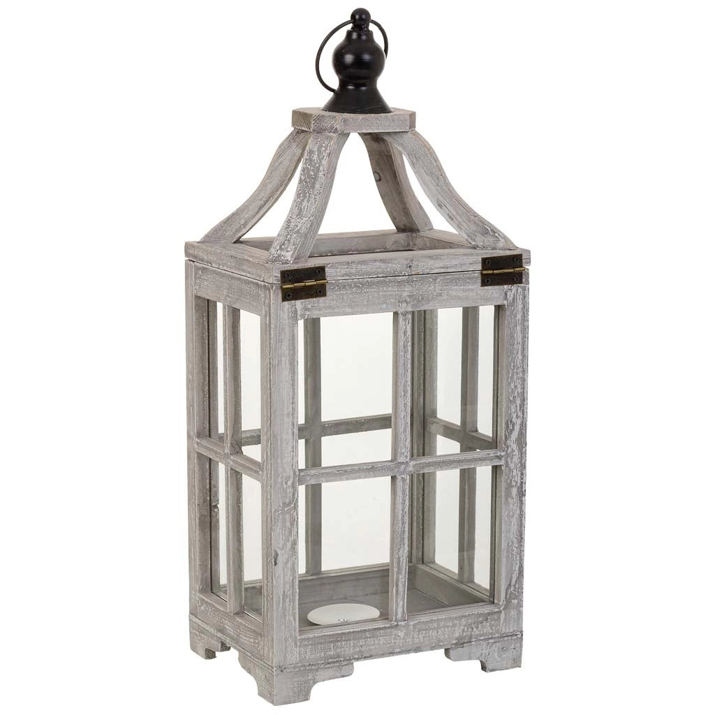 Lanterna in legno bianco 20,5x15,5x48,5h cm