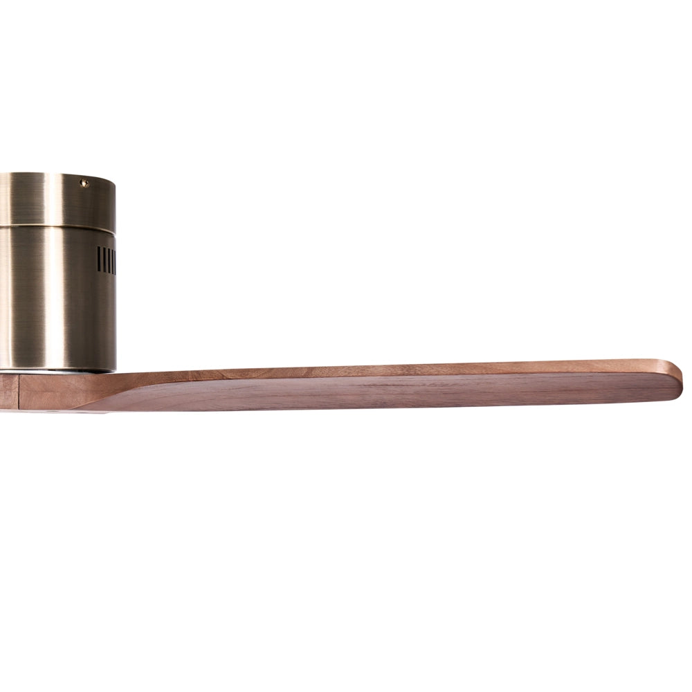 Ventilatore con base in metallo e pale in legno, marrone, con telecomando e timer, per soggiorno e camera da letto