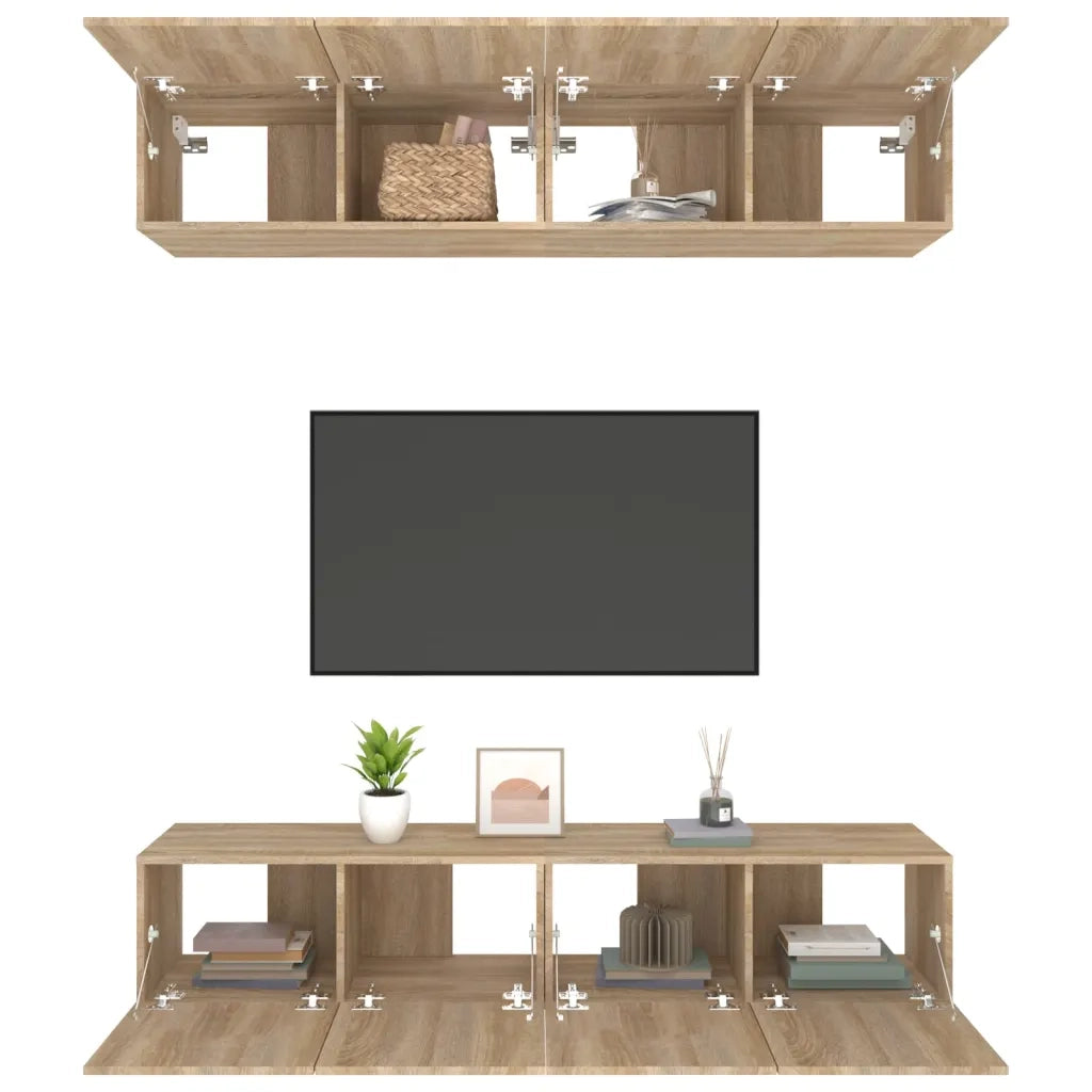 Mobili TV 4 pz-Set di 4 Credenza per TV Rovere Sonoma 80x30x30 cm in Legno Multistrato 950912