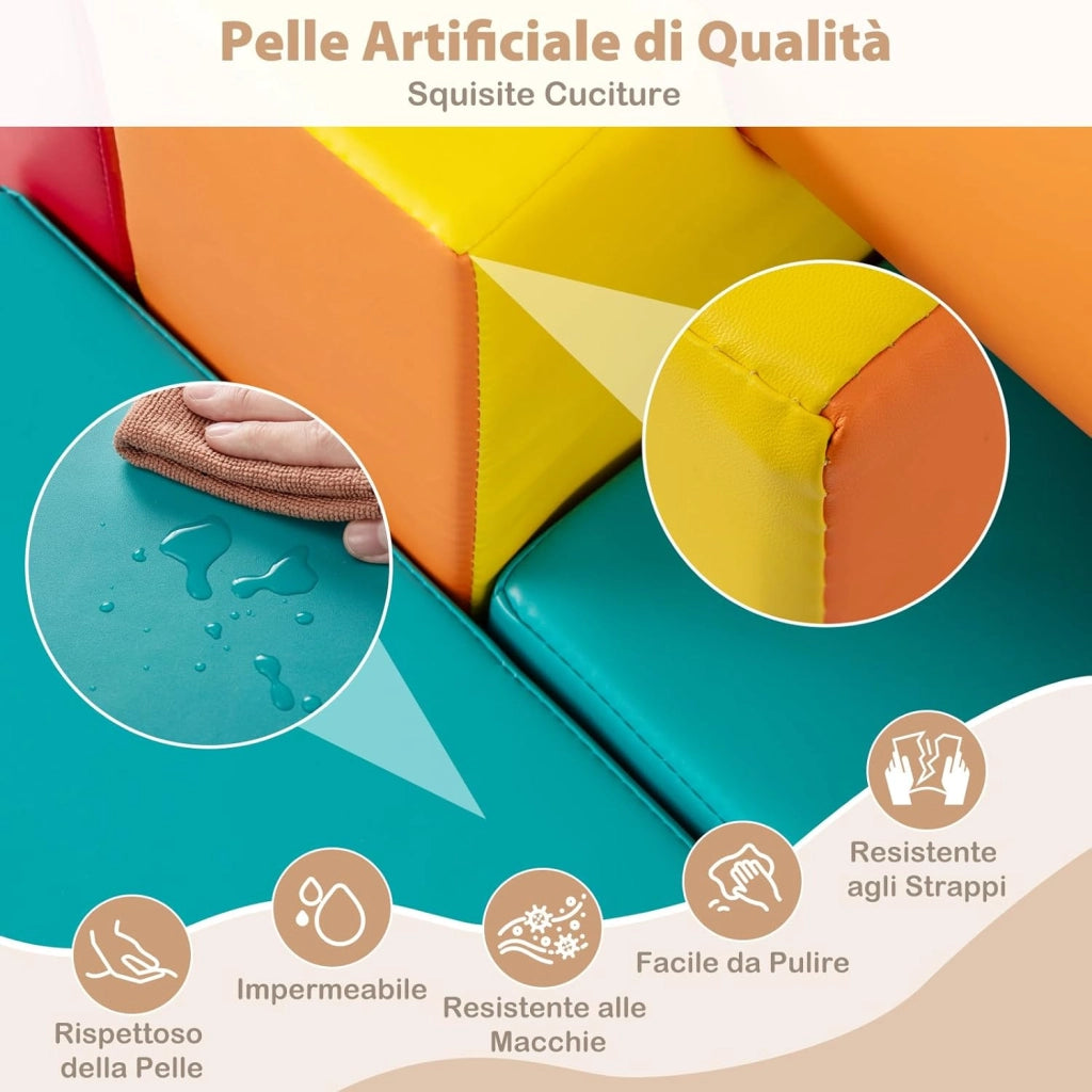 Set 10 Giocattoli da Arrampicata per Bambini, Blocchi da Costruzione in Schiuma Morbidi, Set Attività per Gattonare e Scivolare per Neonati 1-3 Anni (Verde)