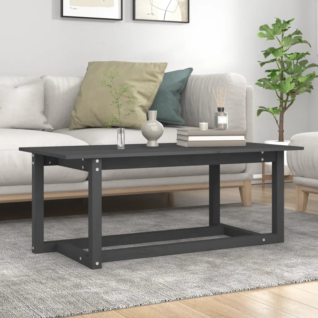 Tavolino da salotto | Tavolino da caff¨¨ | Tavolino da Soggiorno Grigio 110x55x45 cm Legno Massello di Pino