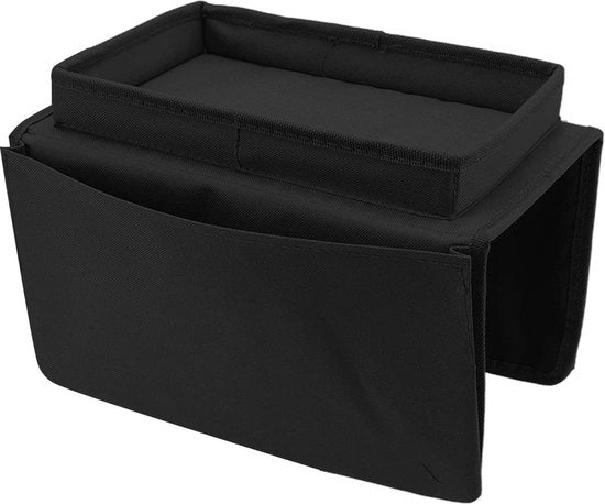 Sofa con Braccia Ripiegabili con Cassetto di Riposo e Tasche laterali in Tela 600D Oxford - Nero.
