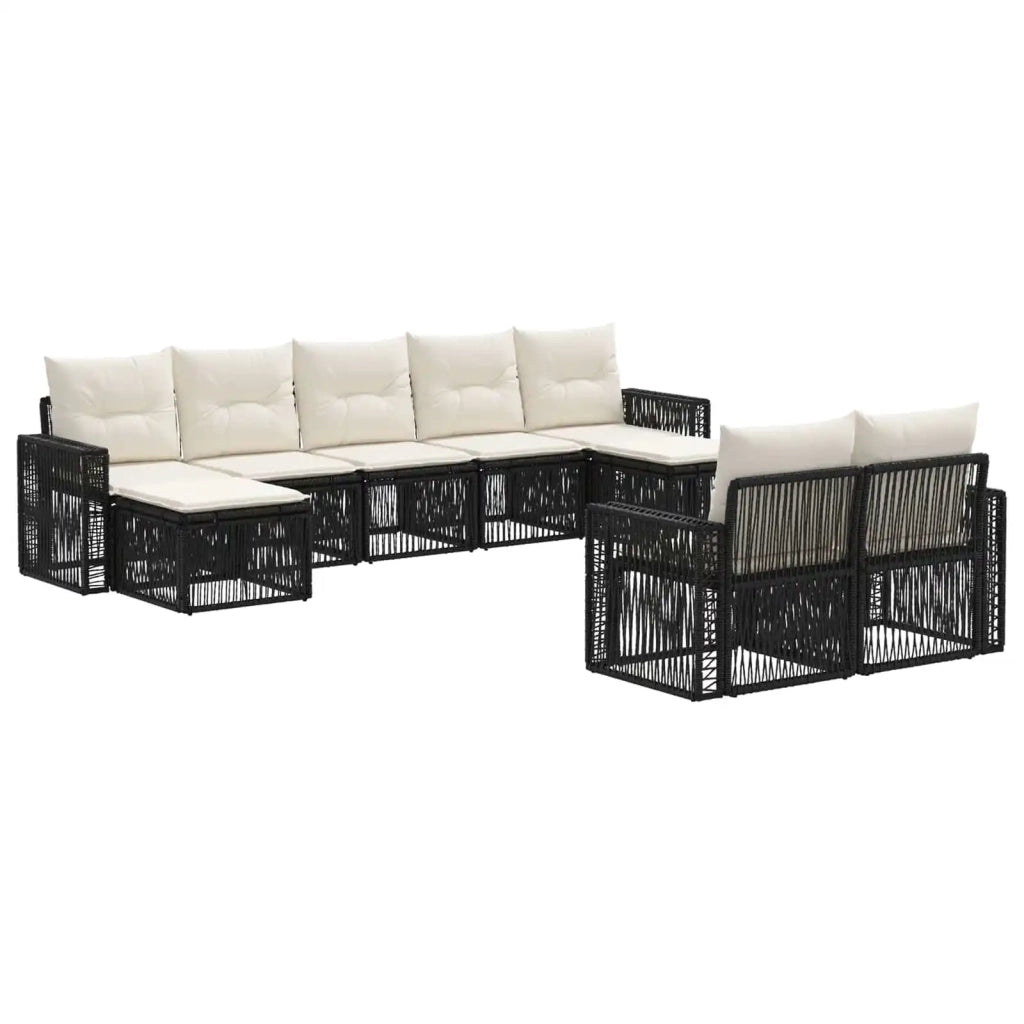 Set Divano da Giardino 9 pcs Nero e Bianco Crema polyrattan 3435250