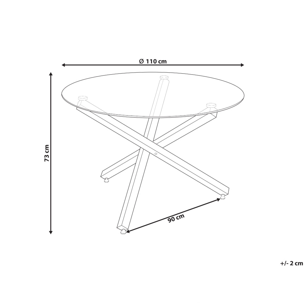 Tavolo da pranzo Argento Base in metallo Piano in vetro ø 110 cm Rotondo Moderno