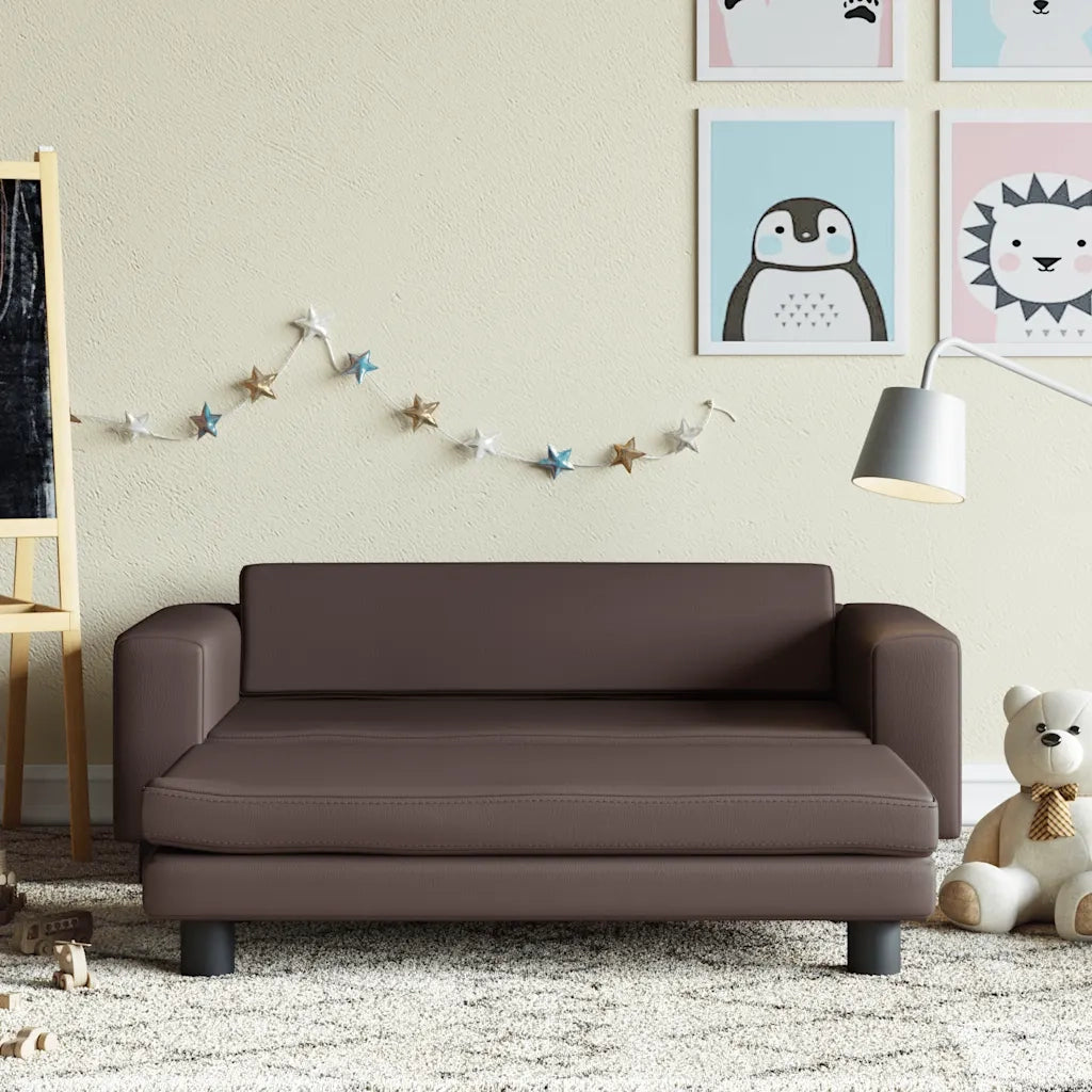 Divano Bambini con Poggiapiedi Marrone 100x50x30 cm Similpellecod mxl 69843