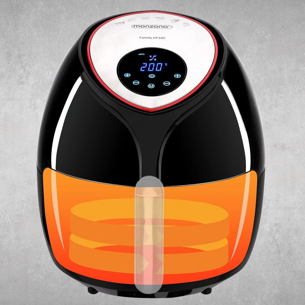 Friggitrice ad Aria Calda 9in1 XXL 6,5L LED Touch Display Senza Olio Antiaderente Air Fryer 1850W Nera