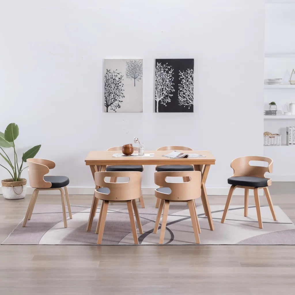 Sedie da Pranzo 6 pz Crema in Legno Piegato e Similpelle 278855