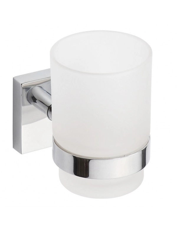 Portabicchieri da parete in ottone cromato e vetro BETA 7x9,5x10,5cm