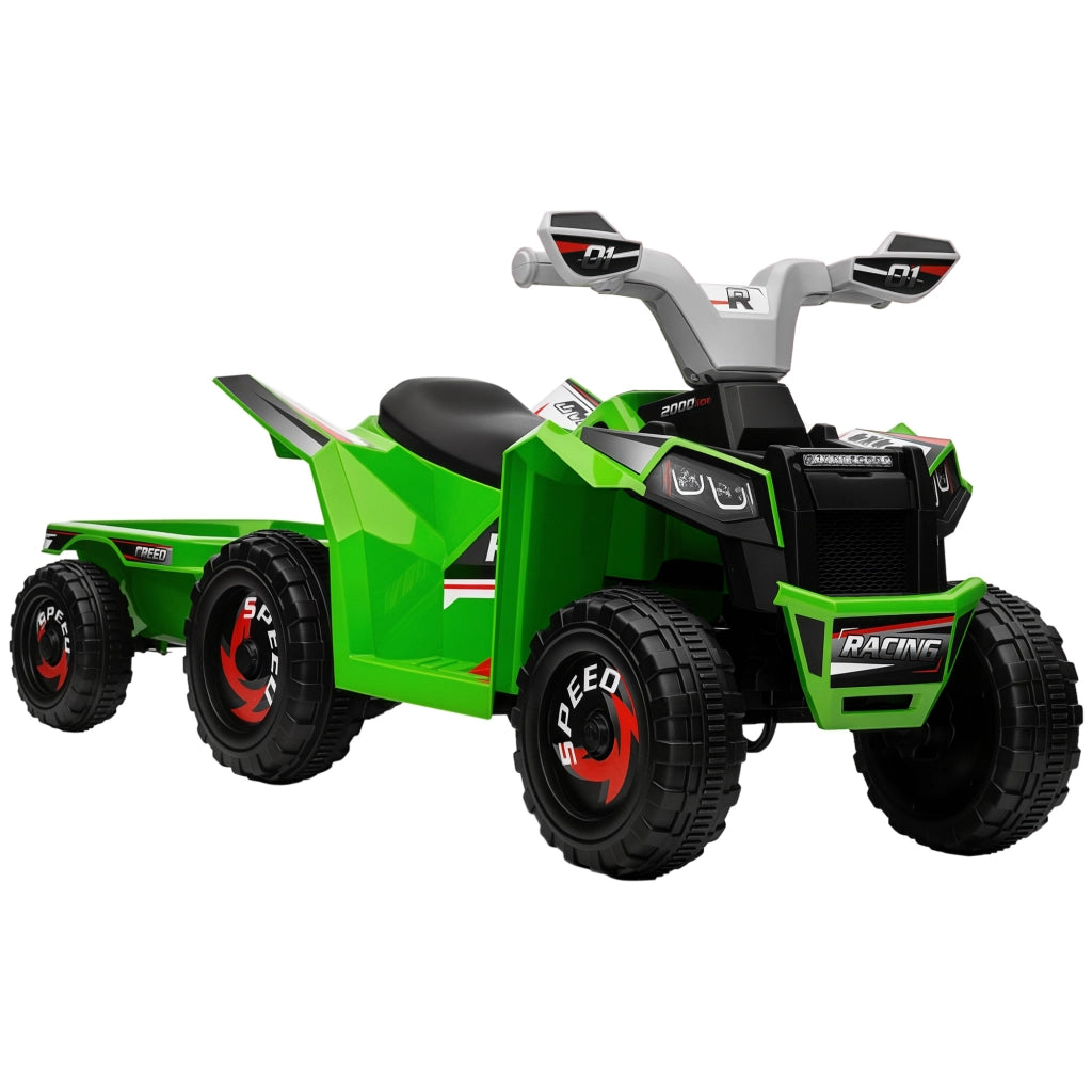 Quad Elettrico per Bambini con Remorco Verde ¨C zephmum ¨C 106x41.5x48.5 cm