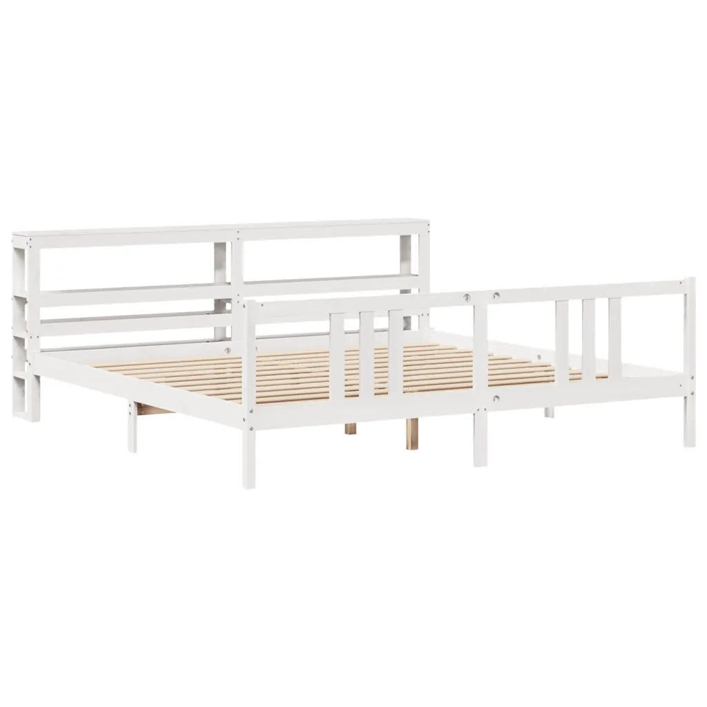 Giroletto con Testiera senza Materasso Bianco 200x200 cm