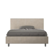 Letto matrimoniale francese contenitore imbottito 140x210 microfibra sabbia Adele