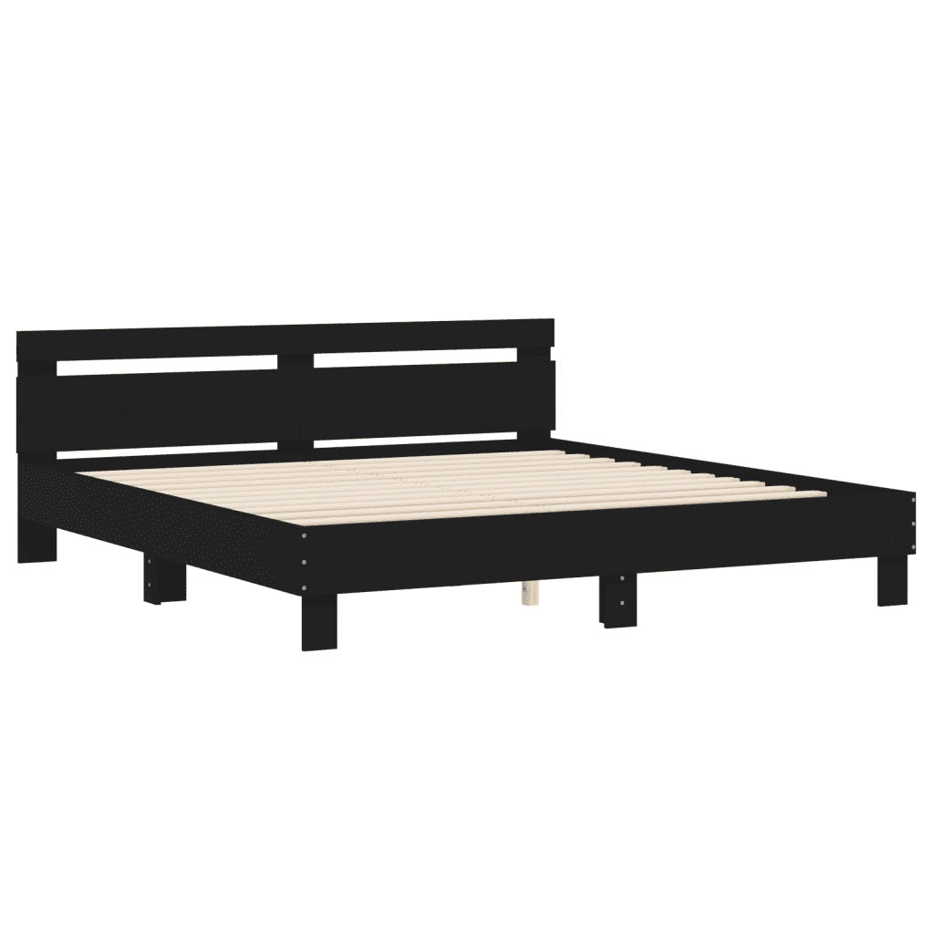Giroletto con Testiera Nero 160x200 cm in Legno Multistratocod mxl 134255