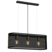 Lampada sospesa Kaga 65cm metallo nero oro 3xE27 Luminex
