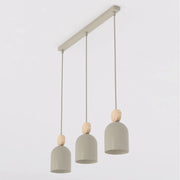 Lampada a sospensione Mesi in acciaio beige e legno