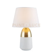 Lampada da tavolo Touch - Ottone spazzolato e paralume avorio